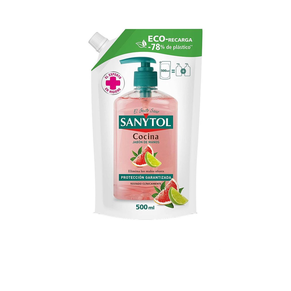 Sanytol Jabón de Manos antibacteriano cocina recambio eco pack 500 ml