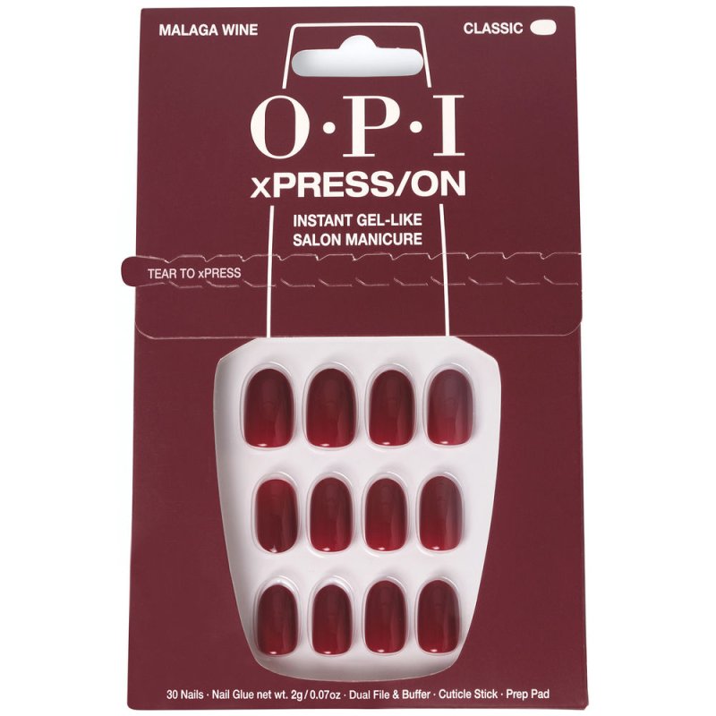 Opi xPRESS/ON Uñas Artificiales Tonos Icónicos Malaga Wine 30 u