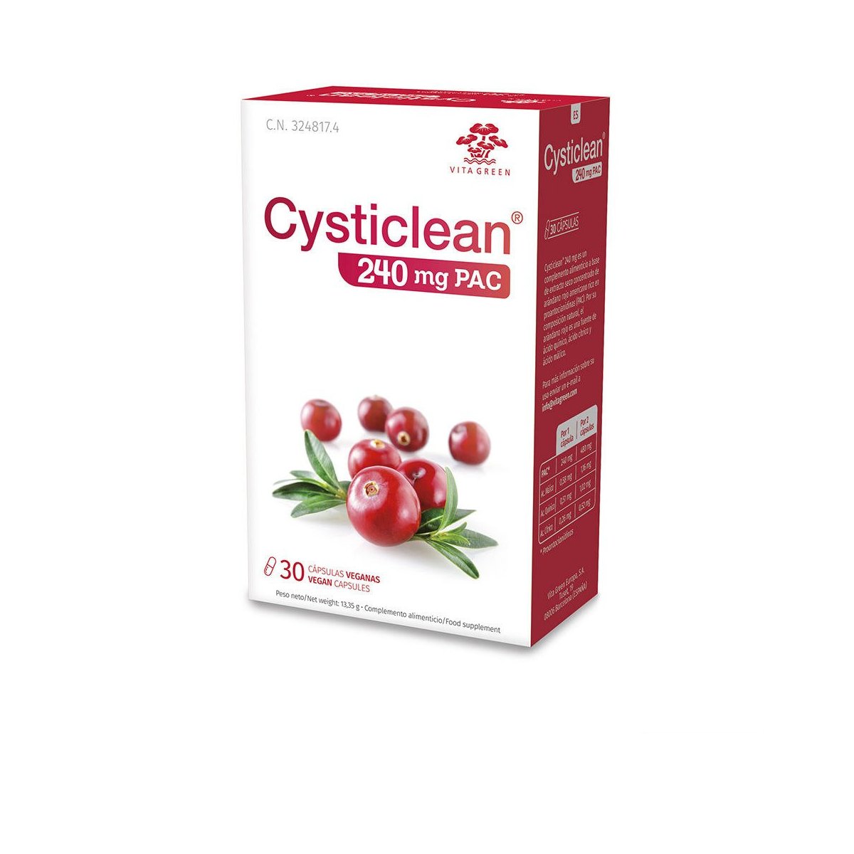 Cysticlean Clásico 240 mg de Pac y Arándano Rojo cápsulas 30 u