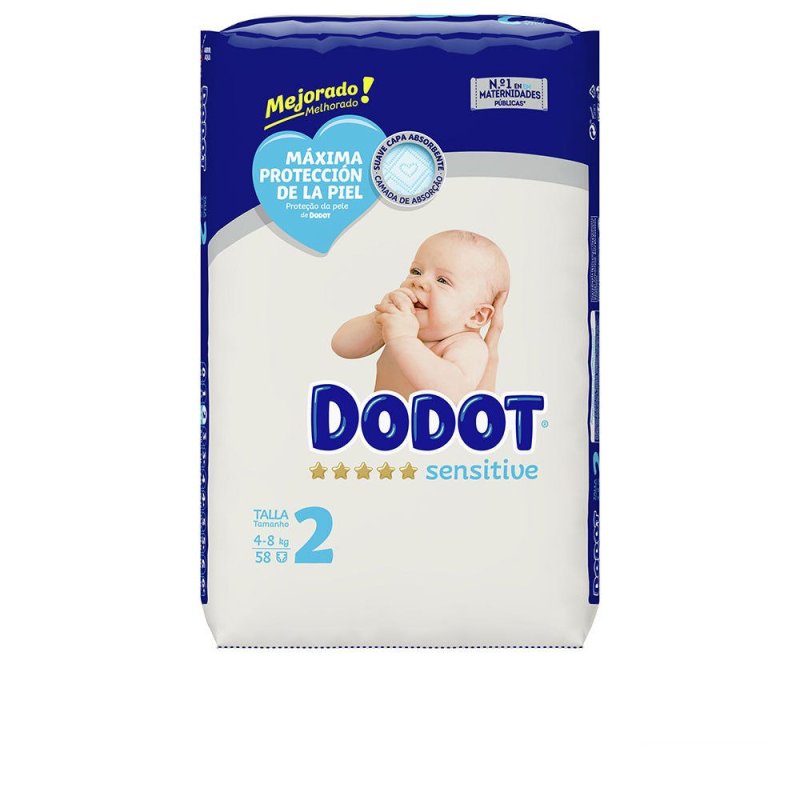 Dodot Sensitive RN talla 2 pañales 4-8 kg 58 u