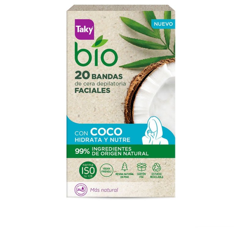 Bio Coco bandas de cera faciales depilatorias 20 uds