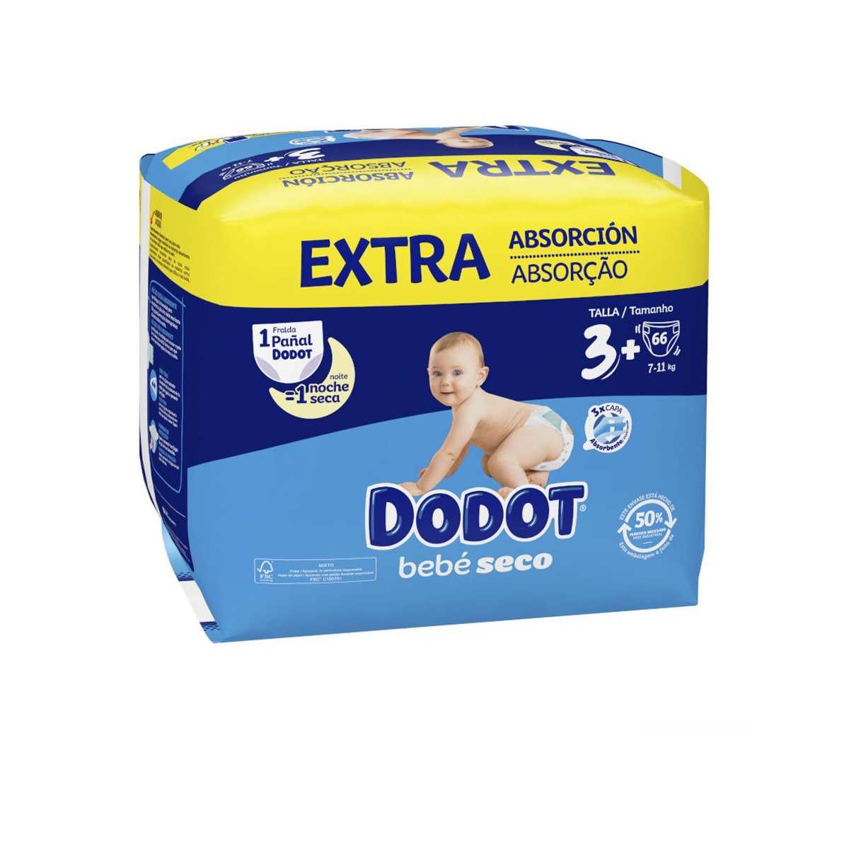 Dodot Etapas Extra talla 3 pañales 7-11 kg 66 u