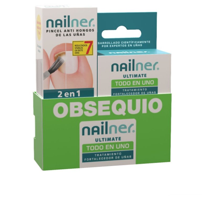 Nailner Pincel 2 en 1 Pincel Antihongos Estuche 2 pz