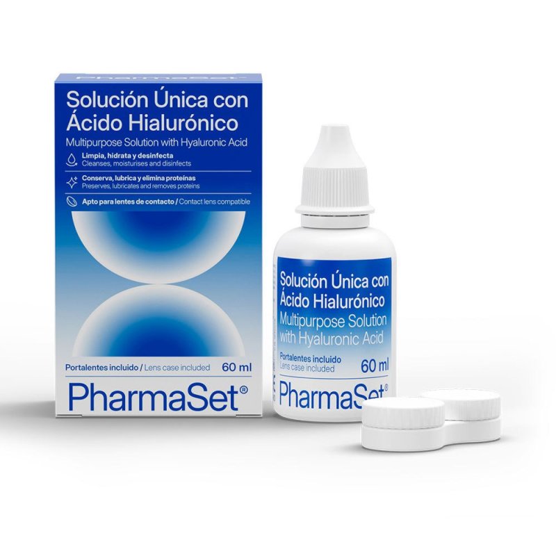 Pharmaset solución única con ácido hialurónico para lentes de contactos blandas 60 ml