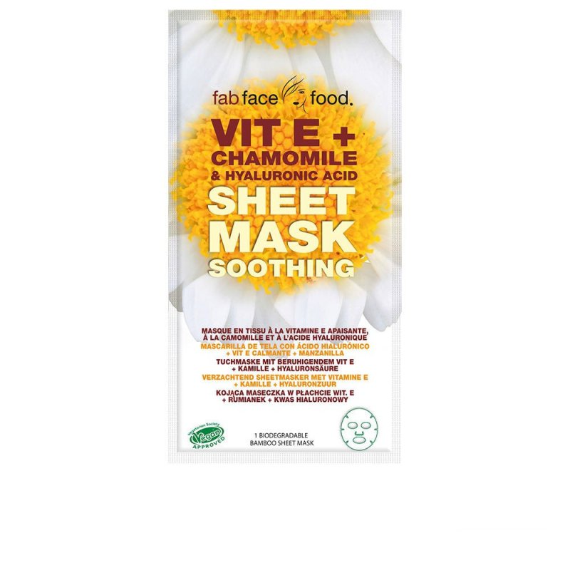 Fab Face Food Vit E + Chamomile & Hyaluronic Acid mascarilla de tela 1 u