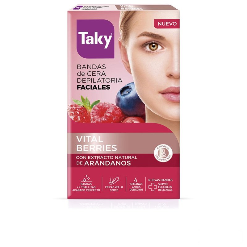 Frutos Rojos bandas cera faciales depilatorias 16 u
