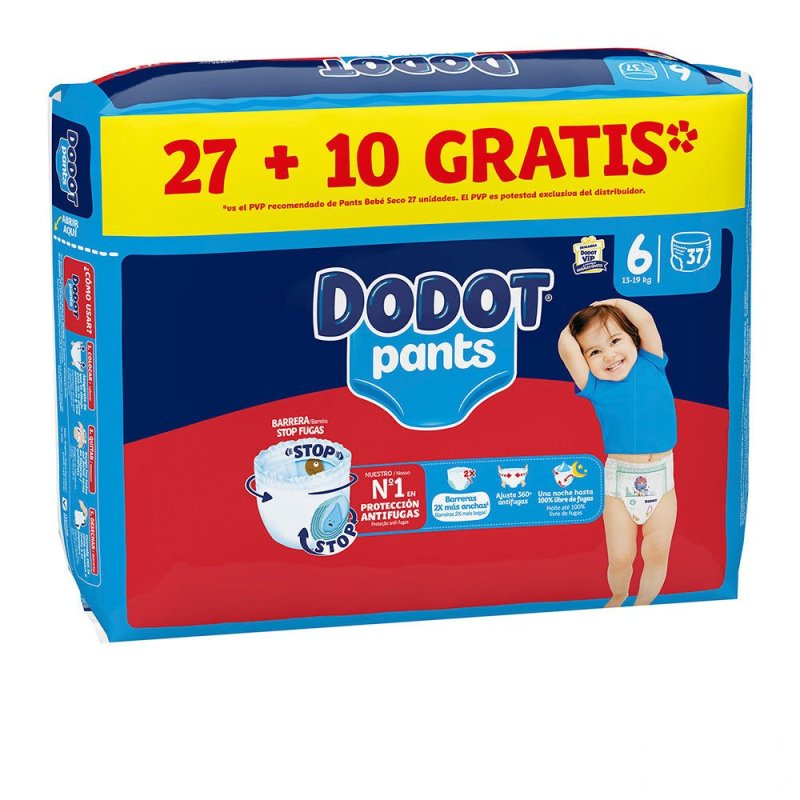 Dodot Pants pañal-braguita talla 6 15 + kg 37 u