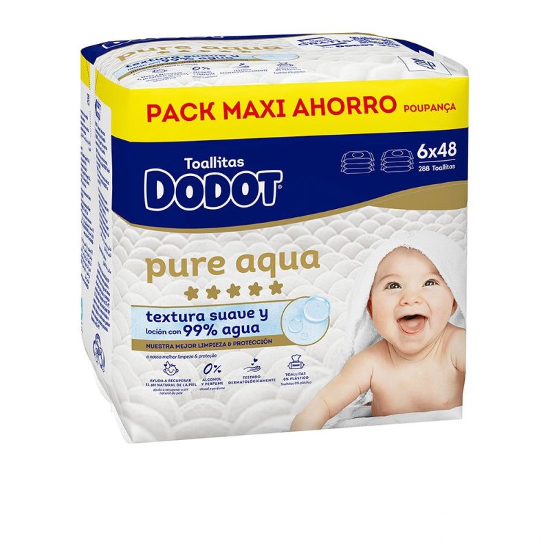 Dodot Pure Cuidado Total 99% agua toallitas húmedas 288 u