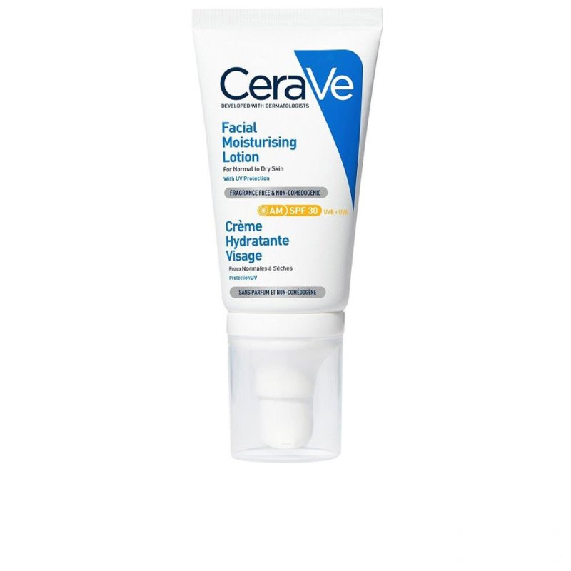 Loción hidratante facial para pieles normales y secas con alta protección uvb/uva Spf30 52 ml