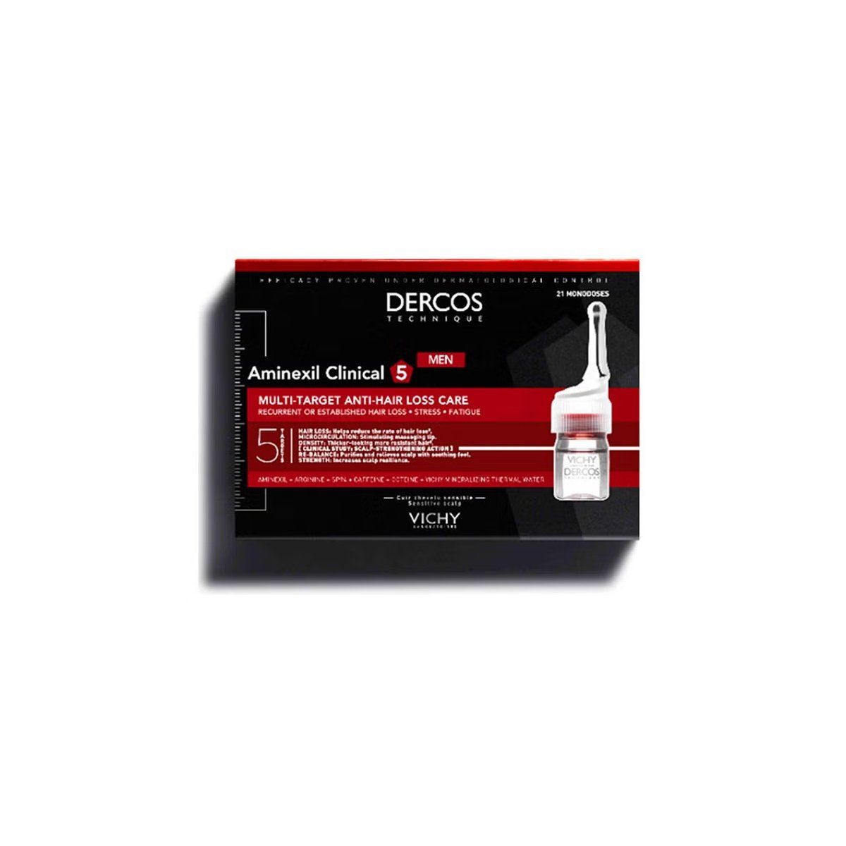 Dercos Technique Aminexil Clinical 5 Mujer, tratamiento anticaída fortalece y equilibra 21 x 6 ml