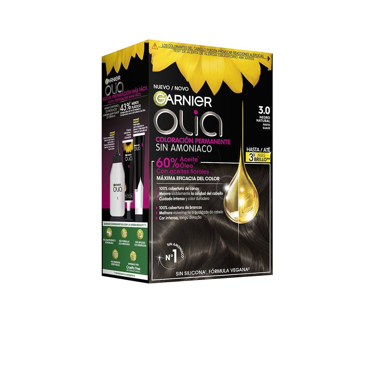 Olia coloración permanente sin amoniaco 3.0-negro natural 1 u