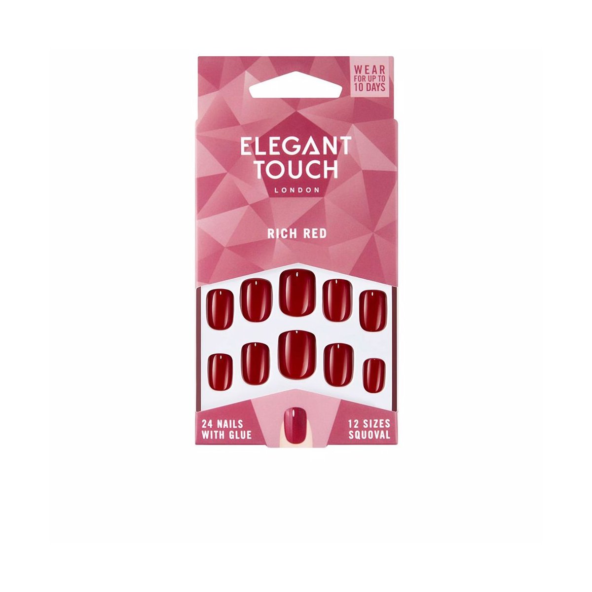 Polished Colour nails with glue squoval rich red