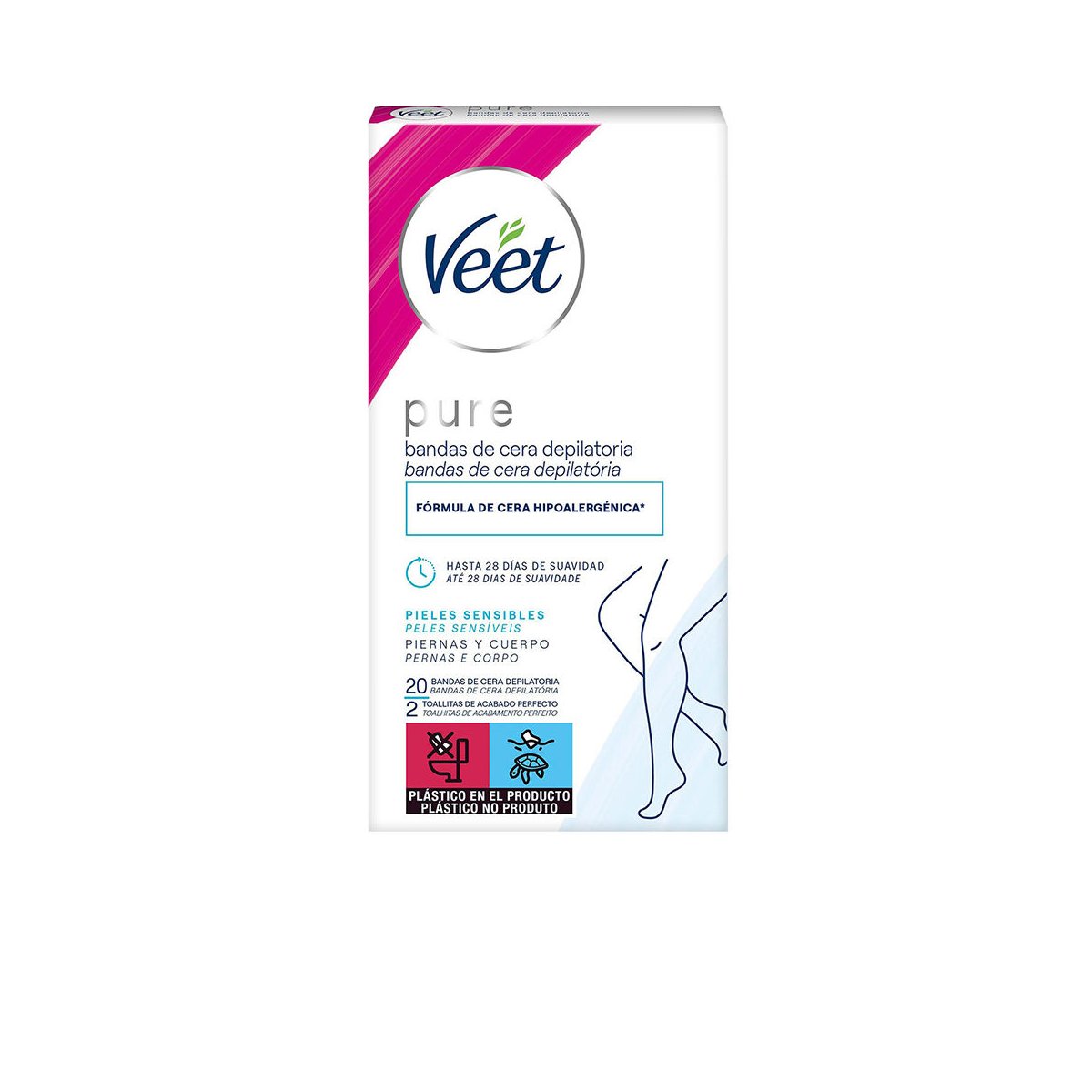 Bandas de Cera Pure corporal piel sensible 20 u