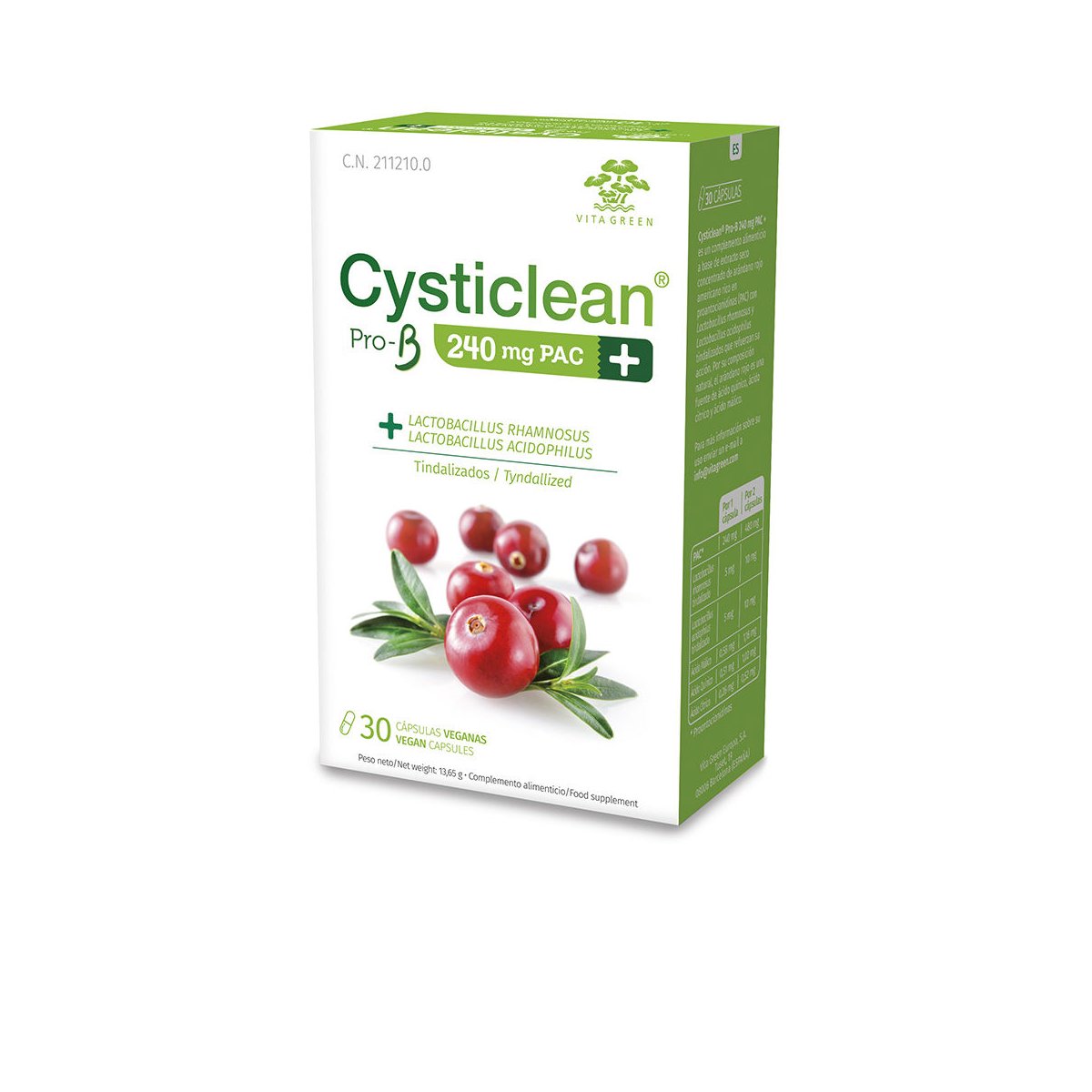 Cysticlean ProB 240 mg Pac y Probióticos con Arándano Rojo cápsulas 30 u