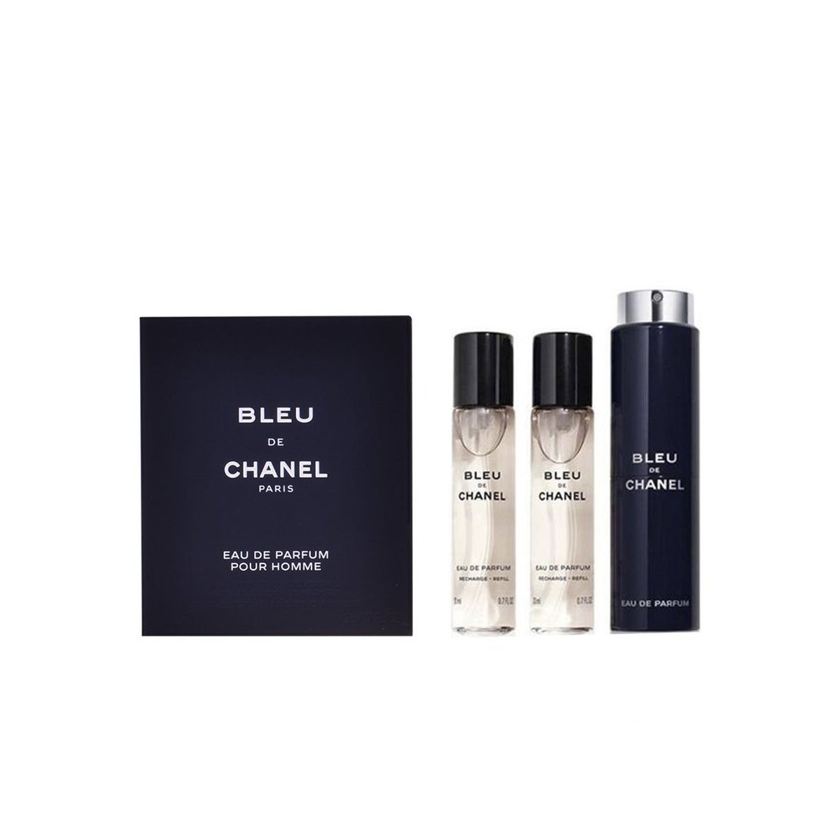 Bleu eau de parfum vaporizador de viaje recargable 3 x 20 ml