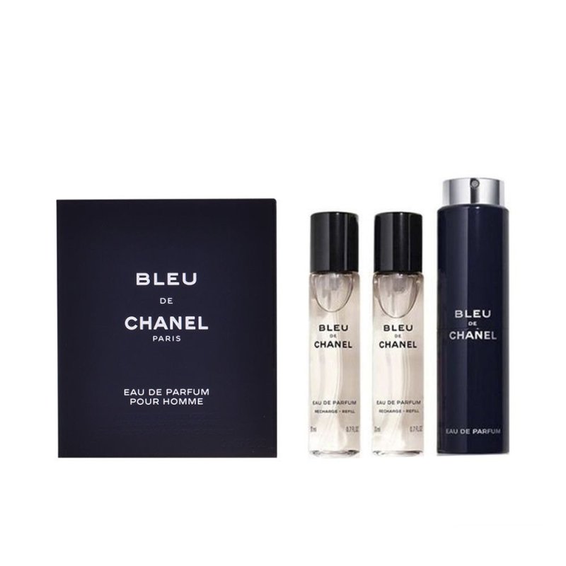 Bleu eau de parfum vaporizador de viaje recargable 3 x 20 ml