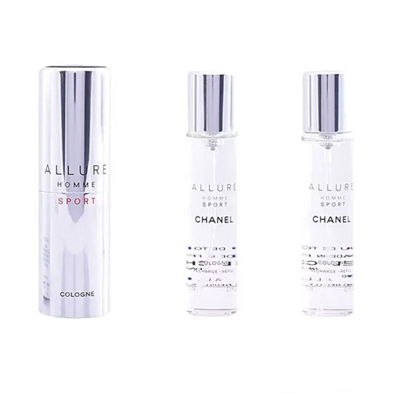 Allure Homme Sport Cologne eau de toilette vaporizador de viaje y 2 recargas 3 x 20 ml
