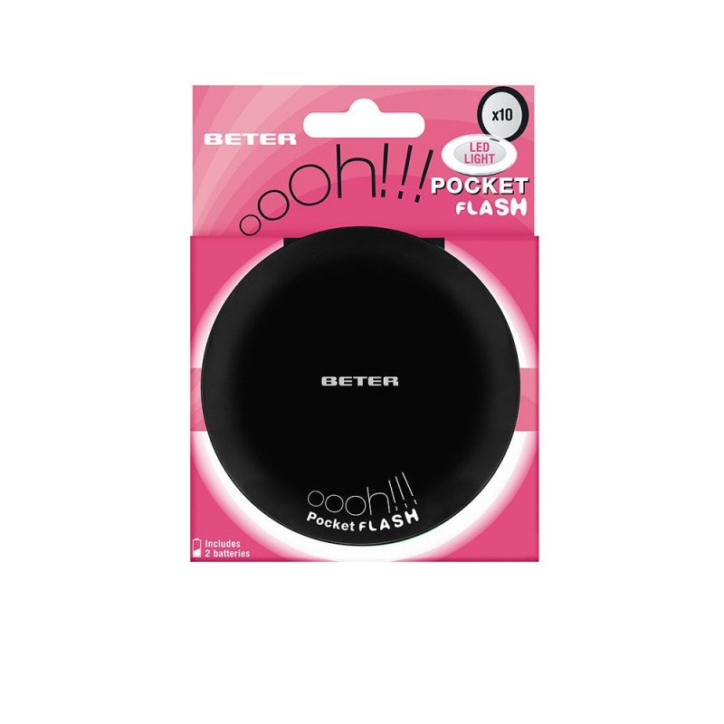 Espejo Ohh! pocket flash con luz y aumento x10 negro 1 u