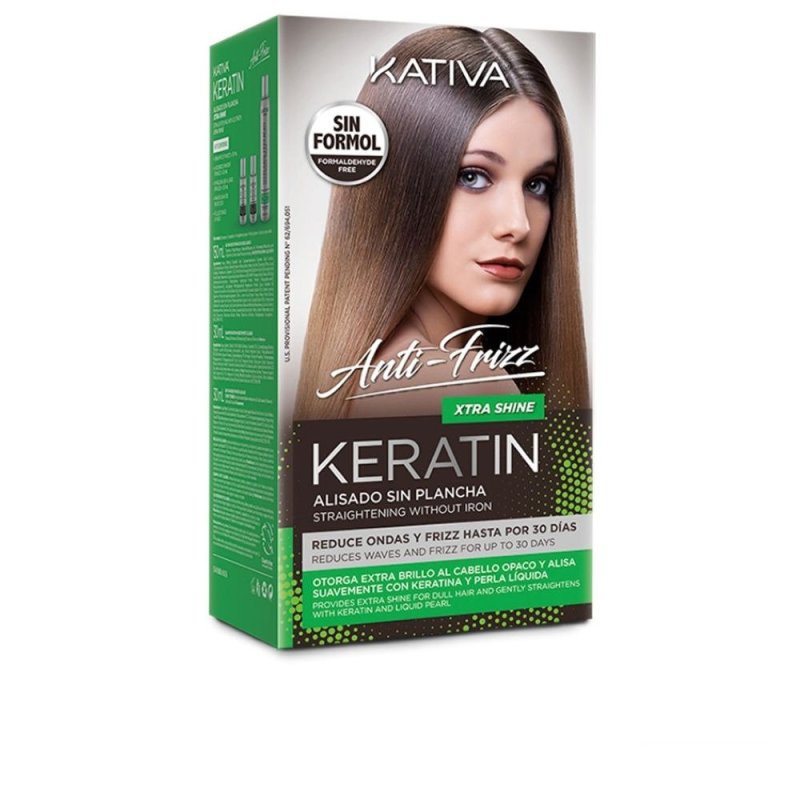 Keratin Anti-Frizz alisado brasileño sin plancha extra brillo 30 días 3 u