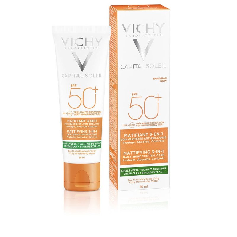 Capital Soleil matifiant 3-en-1 Spf50+ 50 ml