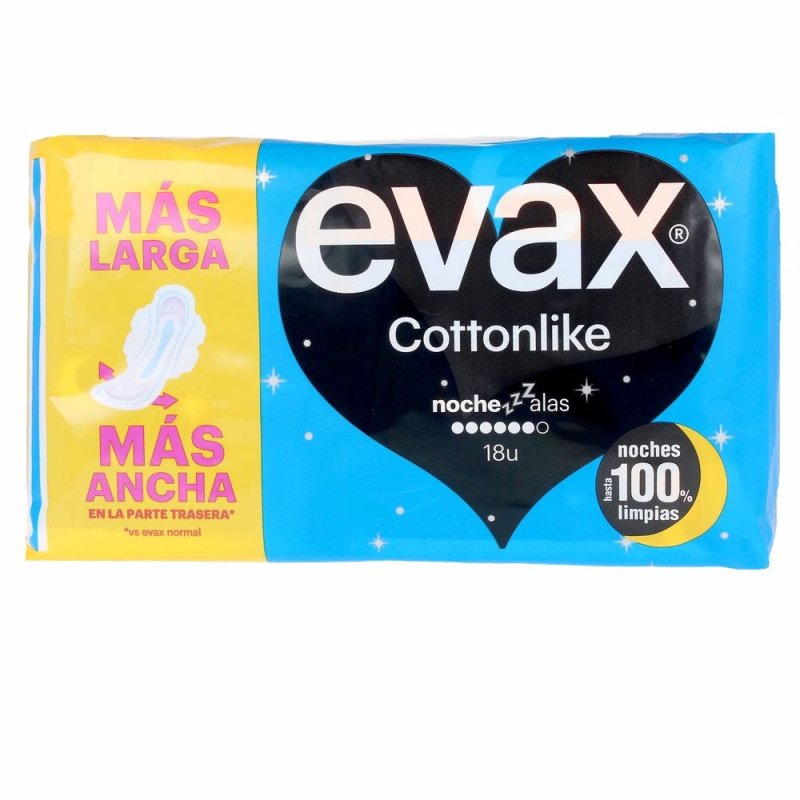 Evax Cottonlike compresas noche alas 18 u