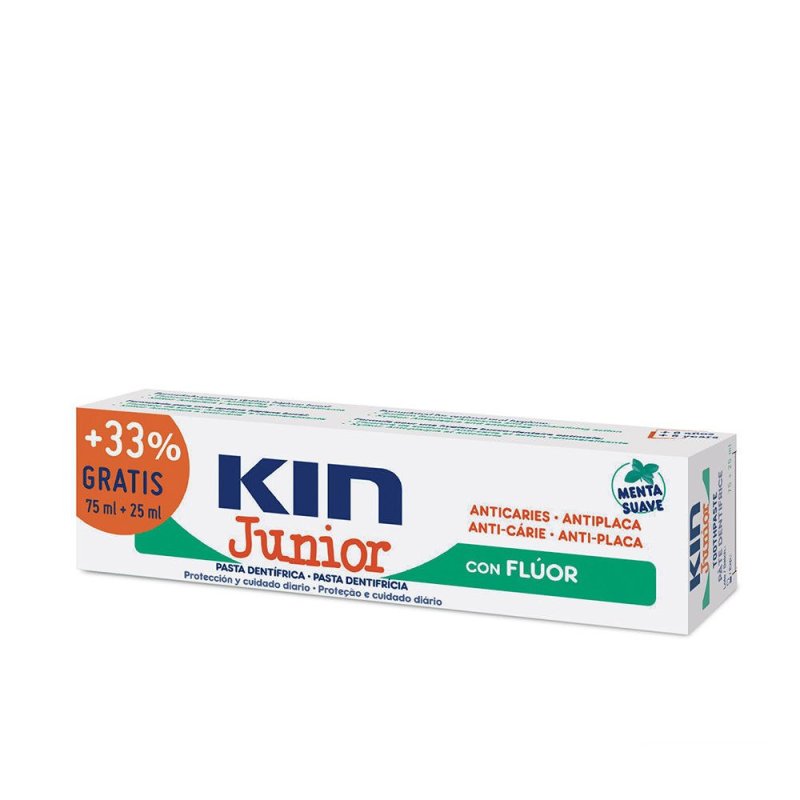 Kin Junior pasta dentífrica anticaries menta suave 75 + 25 ml