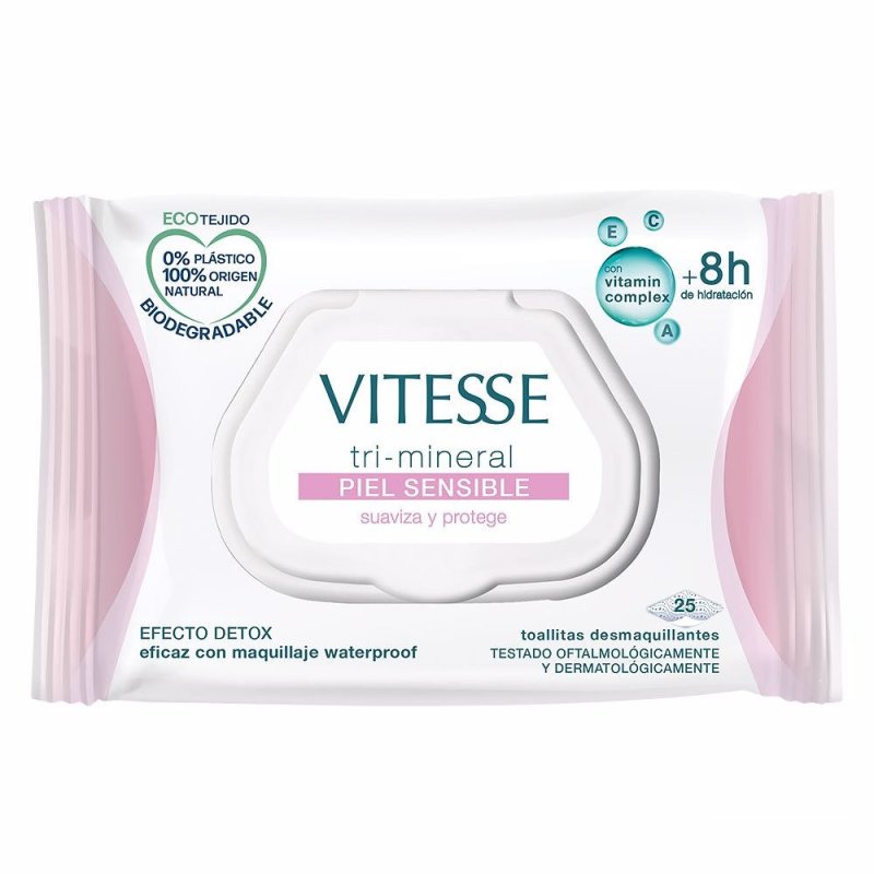 Tri-Mineral Piel Sensible toallitas desmaquillantes 25 u