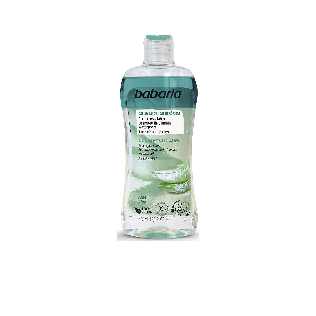 Desmaquillador Bifasico agua micelar aloe vera 400 ml