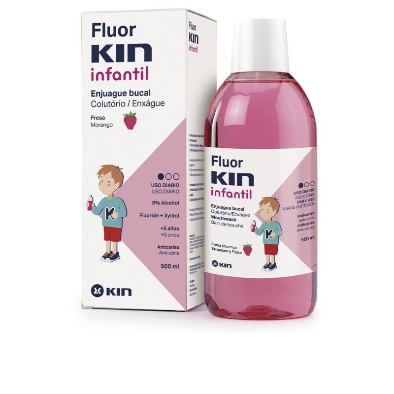 Fluorkin Infantil enjuague bucal anticaries fresa 500 ml