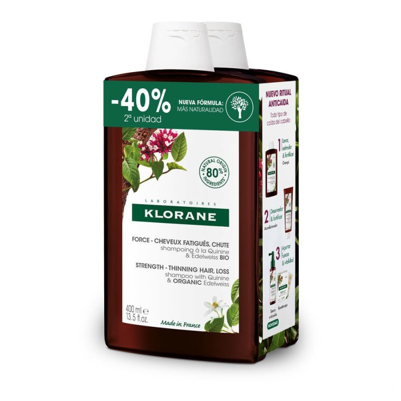 A la Quinina Y Edelweiss Bio champú fortalecedor duo 2 x 400 ml