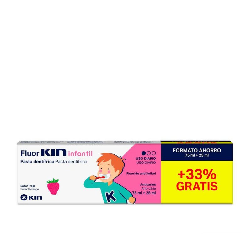Fluorkin Infantil pasta dentífrica fresa 75+25 ml 100 ml