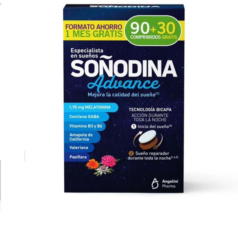 Soñodina melatonina bicapa 90 + 30 de regalo 120 comprimidos